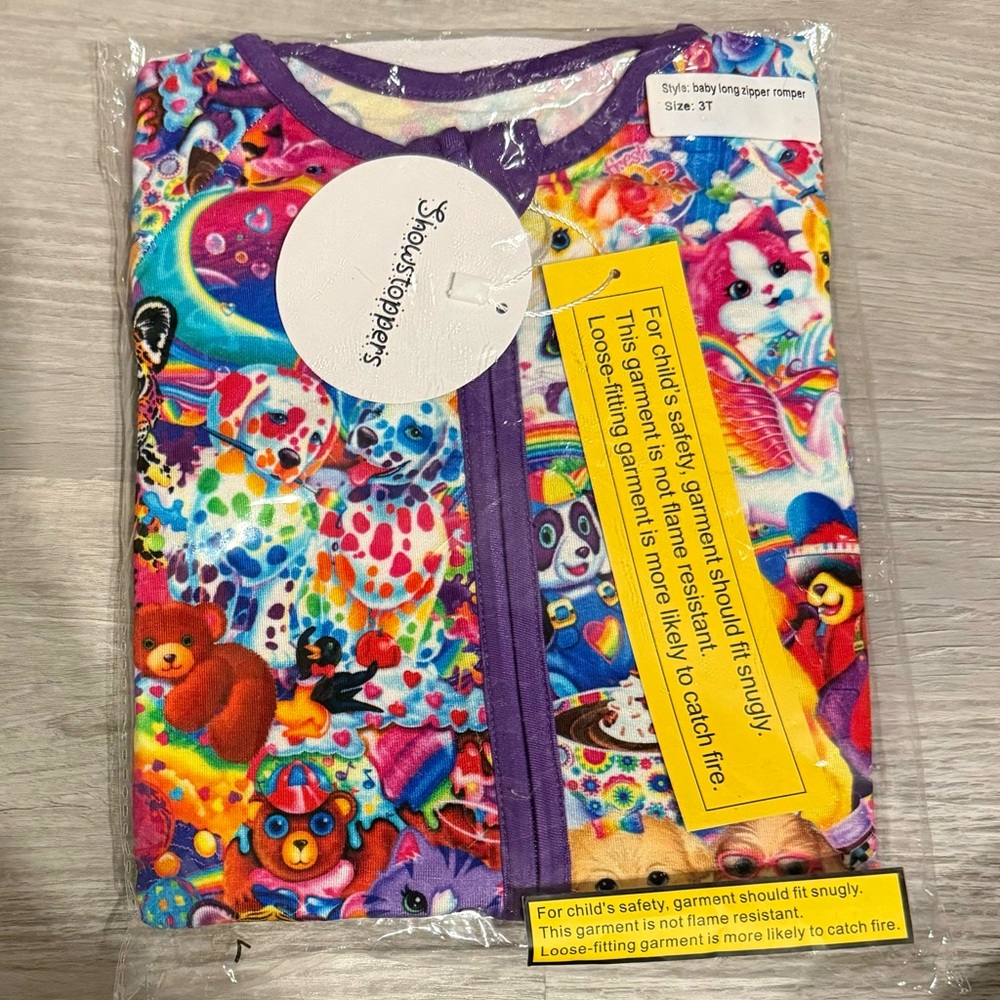 Showstoppers Lisa Frank Inspired Zippy Bamboo Romper 3T